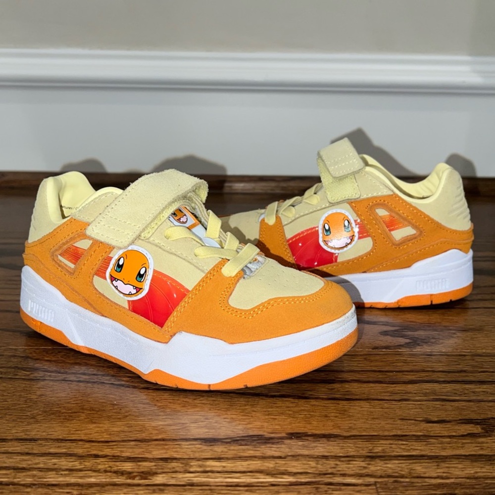 Puma Kids' Orange and Yellow Sneakers/ Puma x Pokémon Velcro sneakers